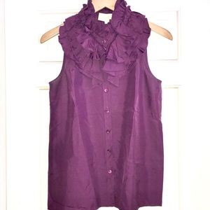 J. Crew Sleeveless Silk Ruffle Blouse XS 0-2-4